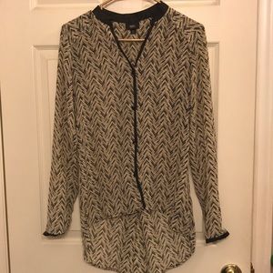 Mossimo Faux leather trimmed patterned blouse